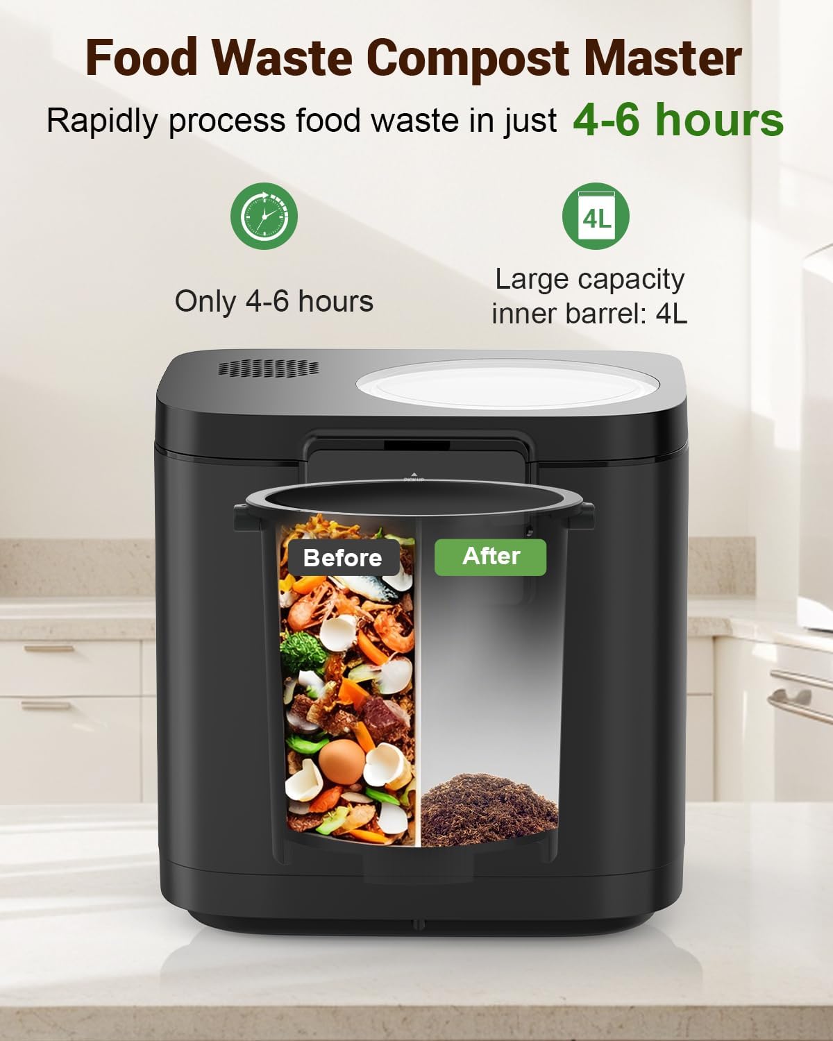 4L Electric Kitchen Composter, - Compost Bin Countertop 리뷰 및 가격