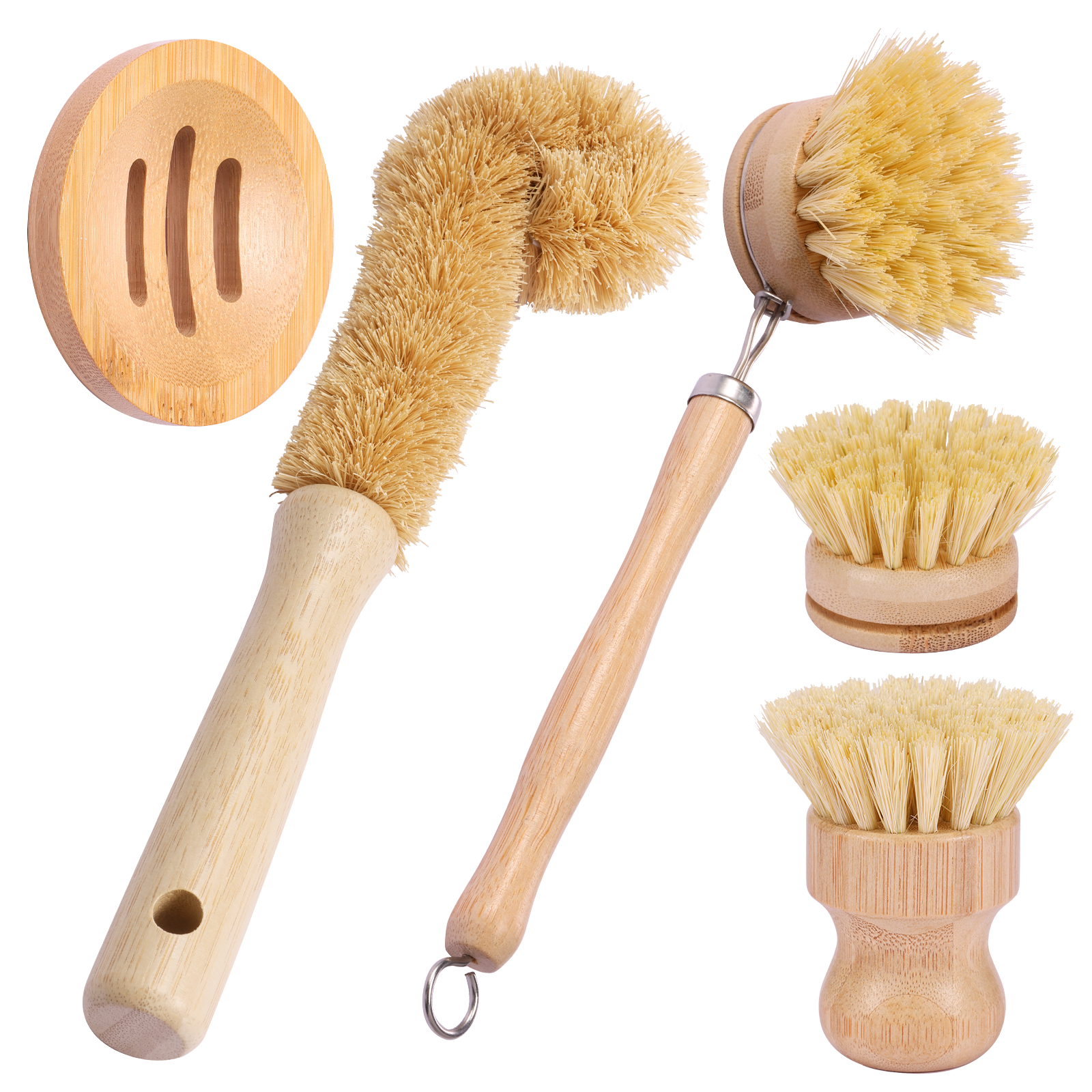 5Pcs Bamboo Dish Brush Set Pot - Dish Brush Bamboo 리뷰 및 가격