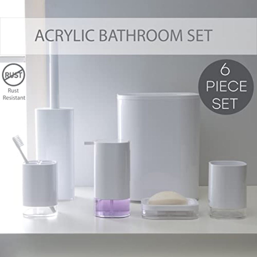 6 Pcs Acrylic Bathroom Set Toi - Dish Brush Bamboo 리뷰 및 가격